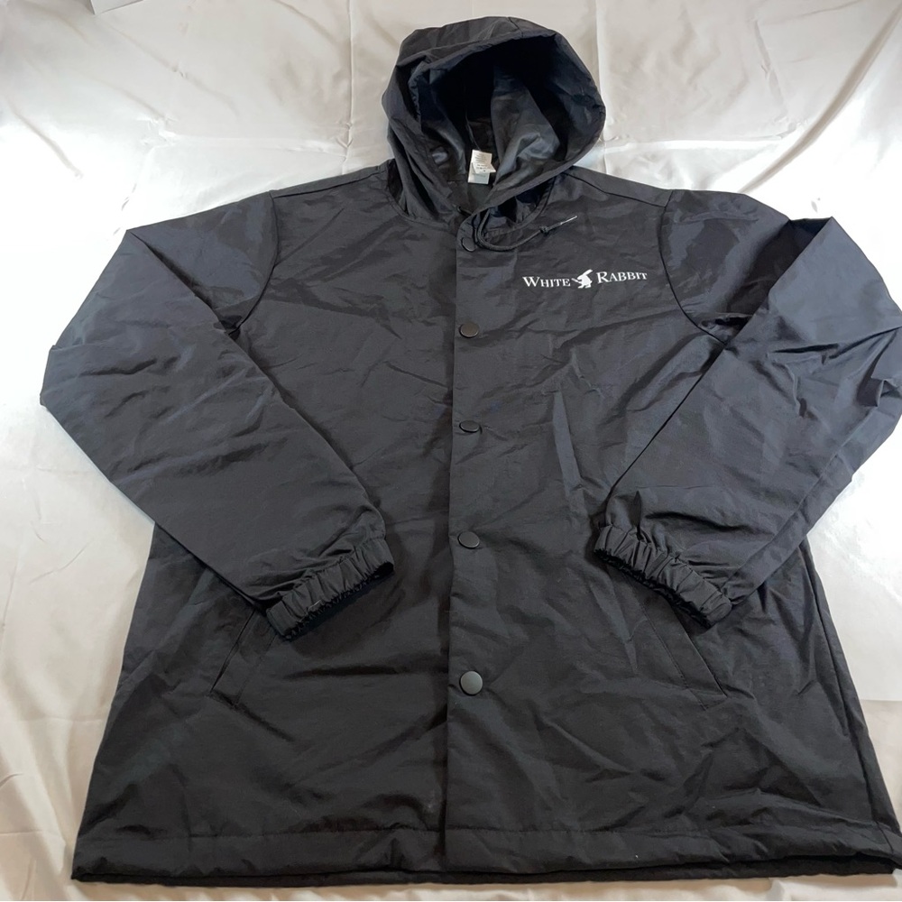 Independent Trading Co White Rabbit Hooded Windbreaker‎ Jacket Black Mens Small